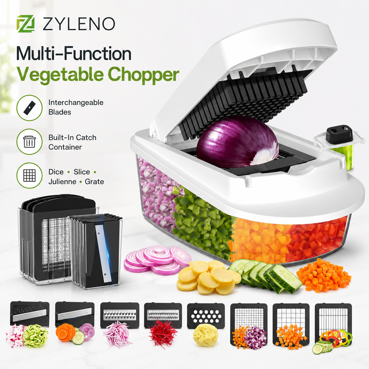 Zyleno PrepMaster 12-in-1 Vegetable Chopper