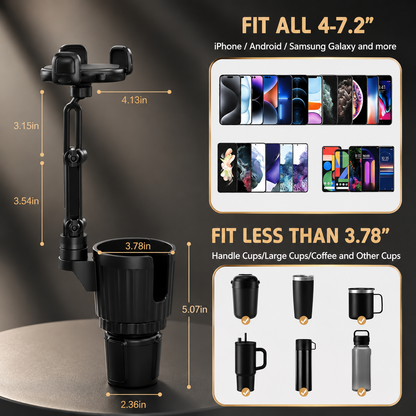 Zyleno 2-in-1 Car Cup Holder Phone Mount
