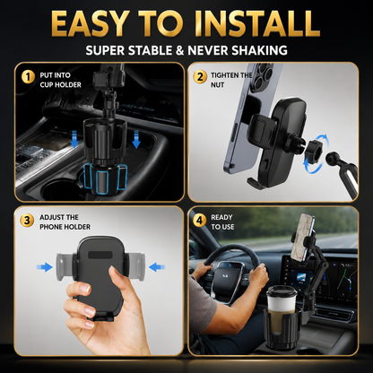 Zyleno 2-in-1 Car Cup Holder Phone Mount