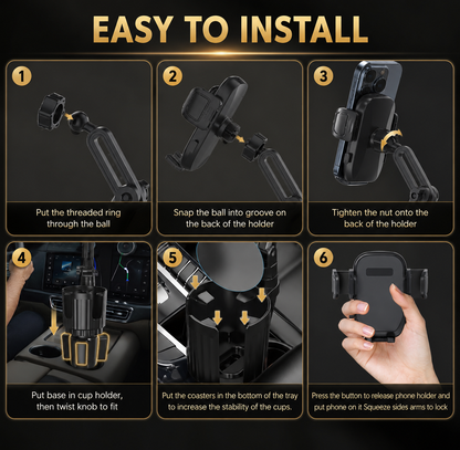 Zyleno 2-in-1 Car Cup Holder Phone Mount