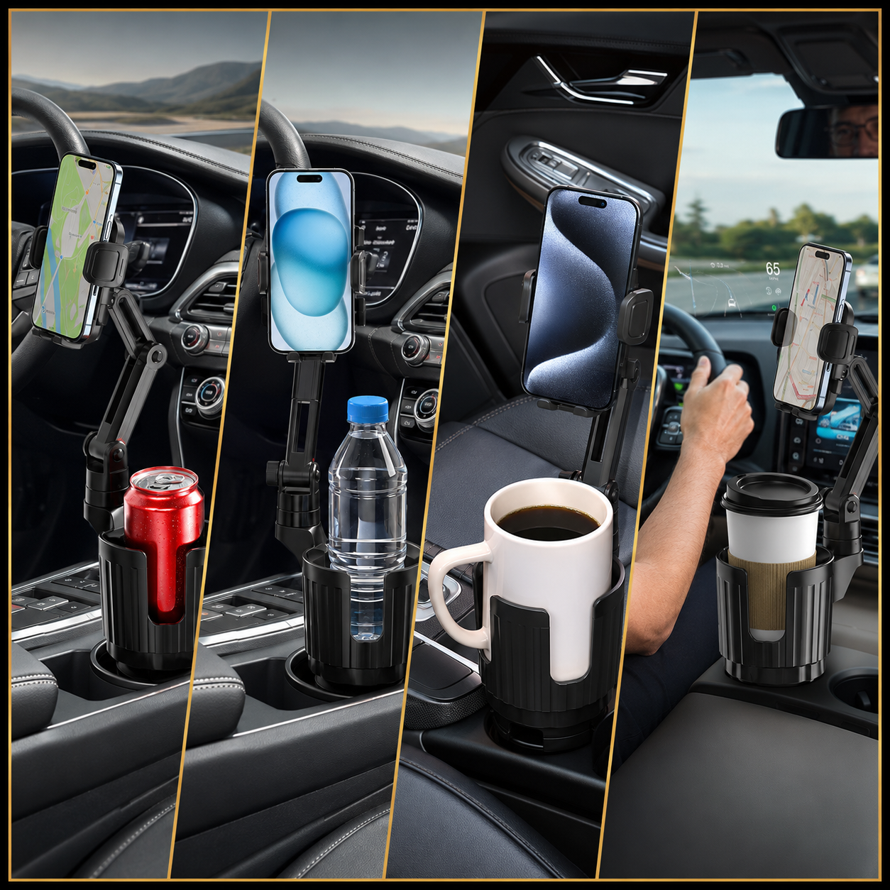 Zyleno 2-in-1 Car Cup Holder Phone Mount